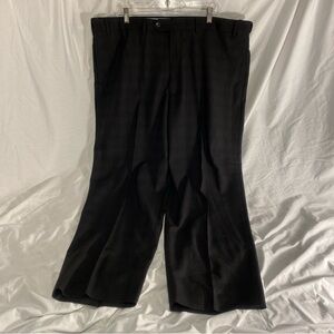 Roundtree & Yorke Men's Flat Front Black Checkered Dress Pants 44x30